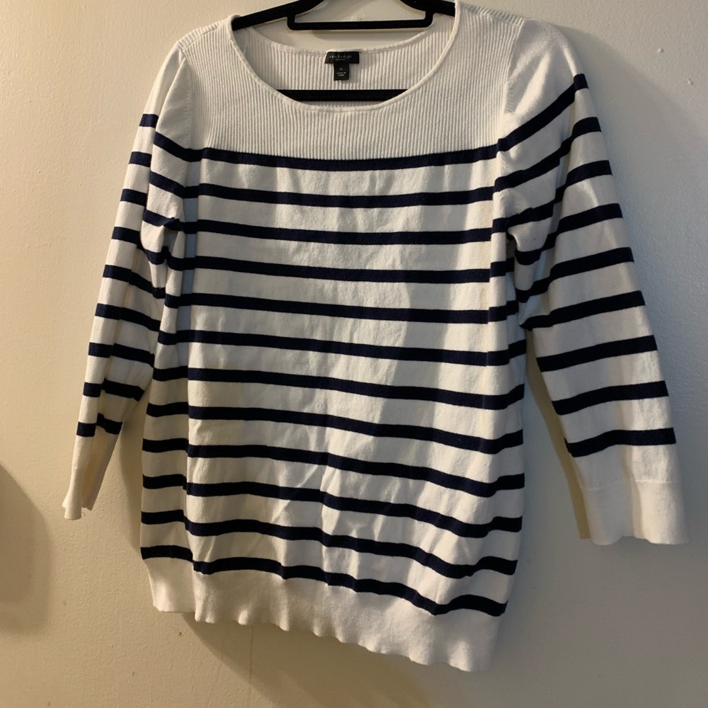 Navy and White Striped Sweater